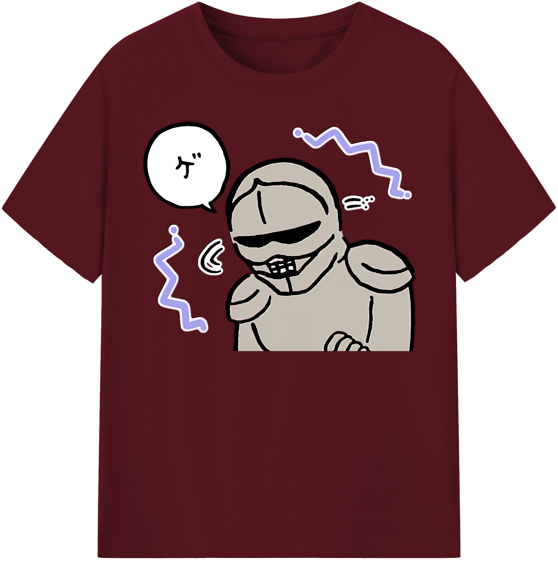 （画像用） ちいかわ 労働の鎧さん Chii-kawa Mr. Armor of Labor 綿100％半袖Tシャツ（フロントプリント）